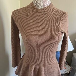 Tory Burch Camel Ribbed Sweater